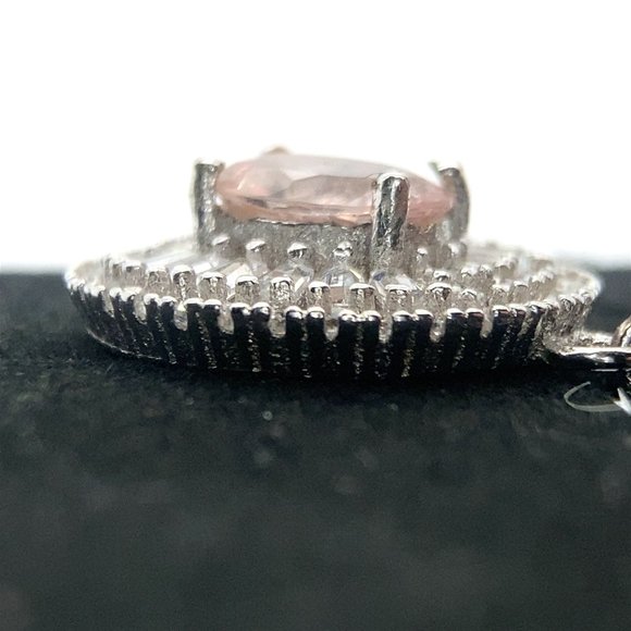 Morganite 1.48ct Platinum Finish Solid 925 Sterling Silver Pendant - Picture 4 of 6